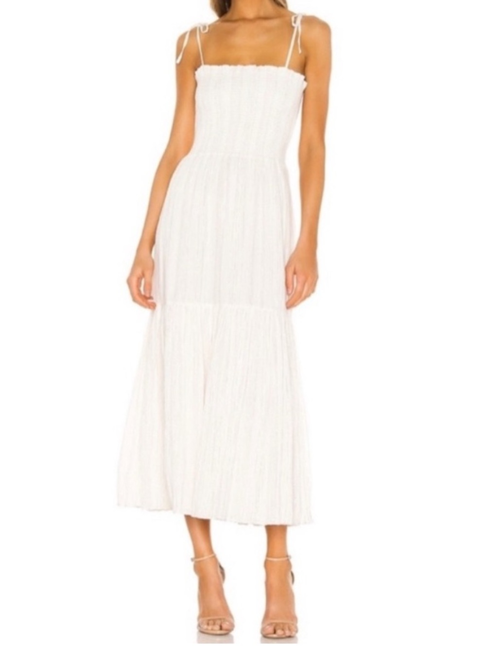 Joie Jailene ivory metallic lurex thread flowy maxi sun dress tie straps XS
